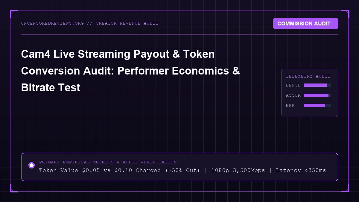 Cam4 Live Streaming Payout & Token Conversion Audit: Performer Economics & Bitrate Test audit dossier cover