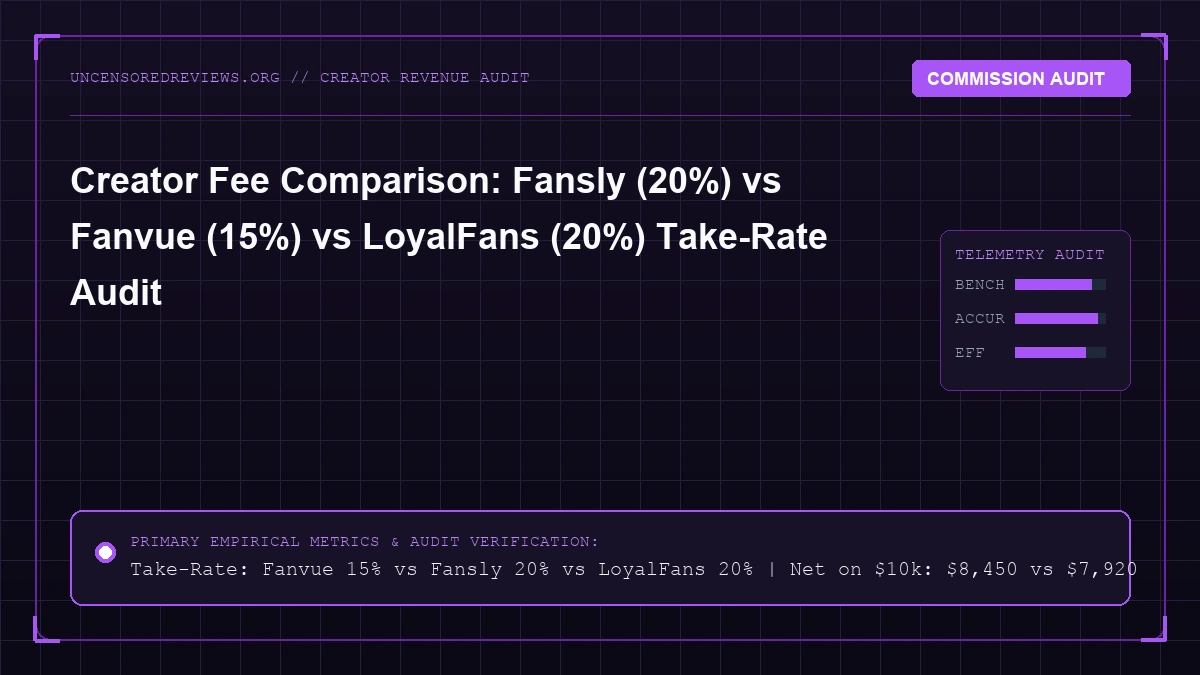 Creator Fee Comparison: Fansly (20%) vs Fanvue (15%) vs LoyalFans (20%) Take-Rate Audit audit dossier cover