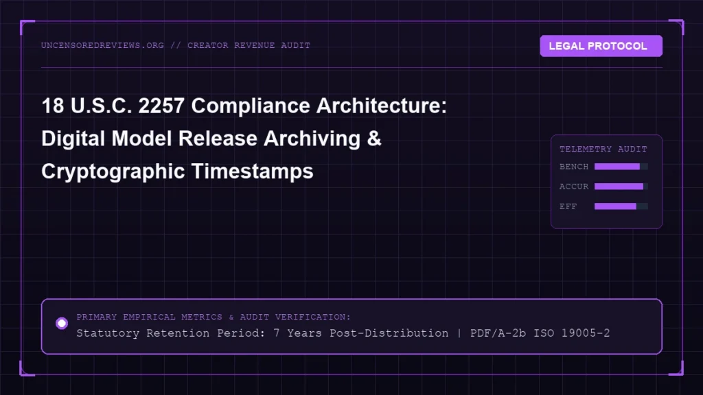 18 U.S.C. 2257 Compliance Architecture: Digital Model Release Archiving & Cryptographic Timestamps 18 U.S.C. 2257 Compliance Architecture: Digital Model Release Archiving & Cryptographic Timestamps