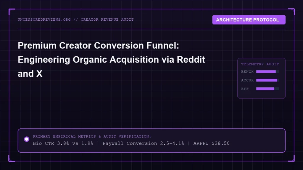 Premium Creator Conversion Funnel: Engineering Organic Acquisition via Reddit and X Premium Creator Conversion Funnel: Engineering Organic Acquisition via Reddit and X