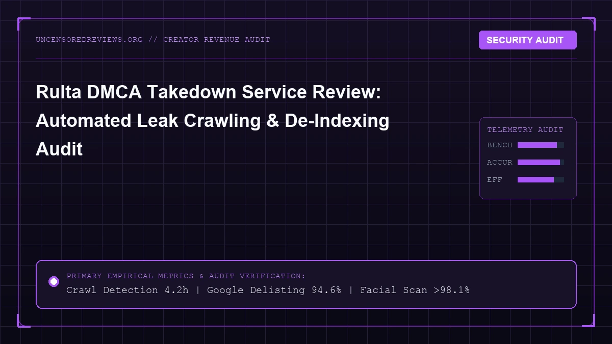 Rulta DMCA Takedown Service Review: Automated Leak Crawling & De-Indexing Audit audit dossier cover