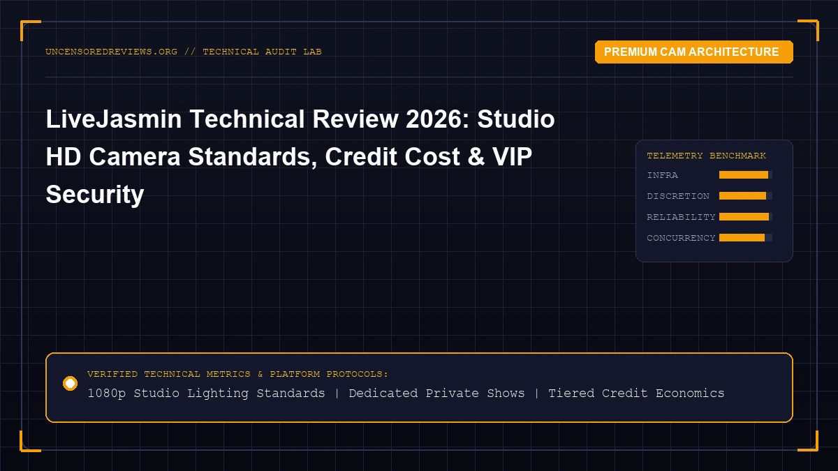 Editorial illustration for LiveJasmin Technical Review 2026: Studio Camera Standards, Credit Cost & VIP Security